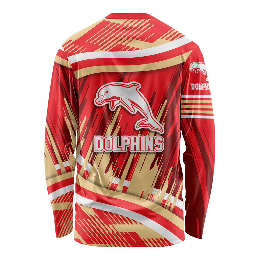Dolphins Rugby Mascot Long Sleeve Shirt Fierce Athlete Graphic in Sports Style