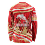 Dolphins Rugby Mascot Long Sleeve Shirt Fierce Athlete Graphic in Sports Style