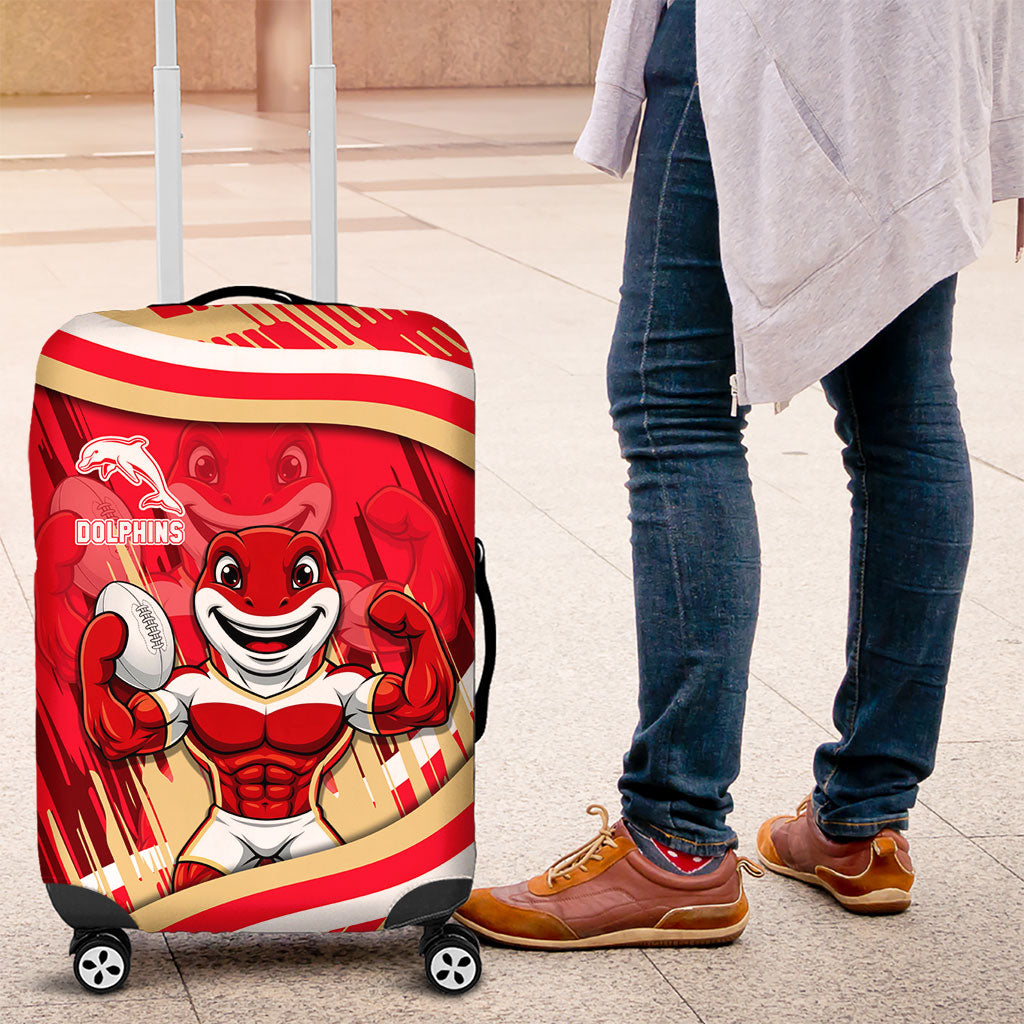 Dolphins Rugby Mascot Luggage Cover Fierce Athlete Graphic in Sports Style