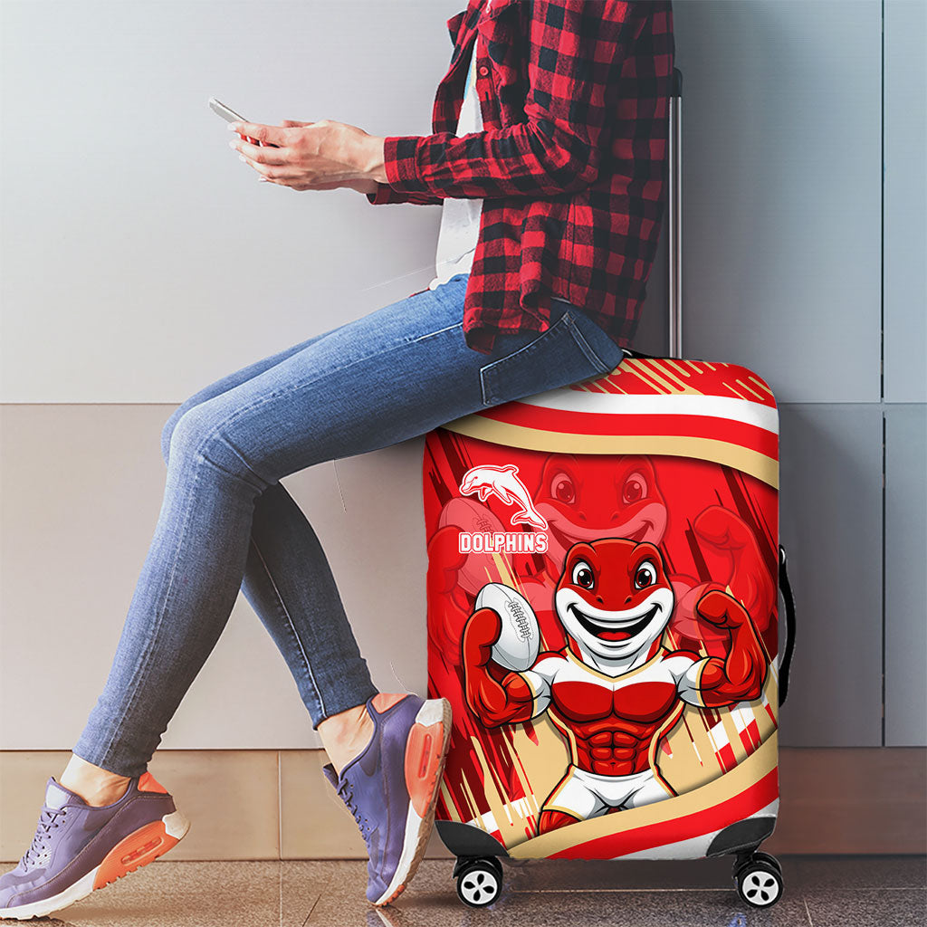 Dolphins Rugby Mascot Luggage Cover Fierce Athlete Graphic in Sports Style