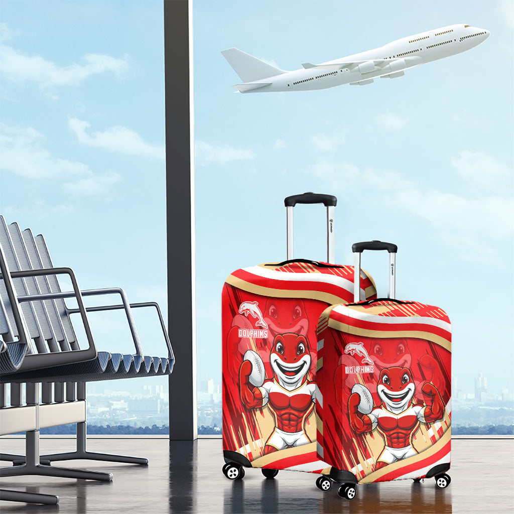 Dolphins Rugby Mascot Luggage Cover Fierce Athlete Graphic in Sports Style