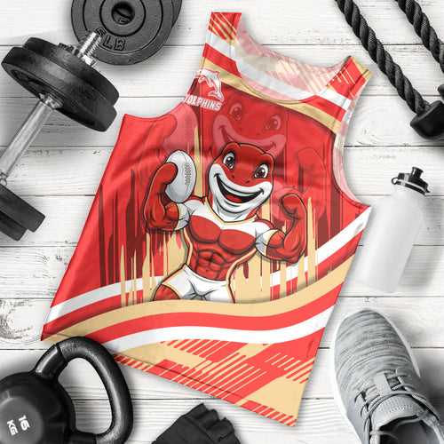 Dolphins Rugby Mascot Men Tank Top Fierce Athlete Graphic in Sports Style