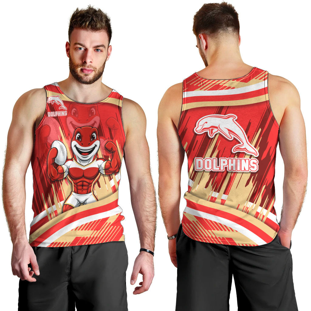 Dolphins Rugby Mascot Men Tank Top Fierce Athlete Graphic in Sports Style
