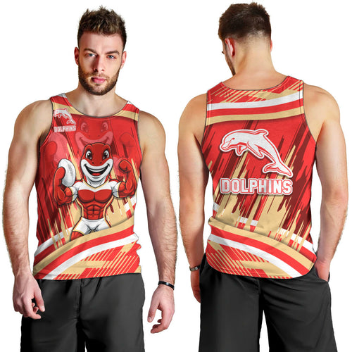 Dolphins Rugby Mascot Men Tank Top Fierce Athlete Graphic in Sports Style