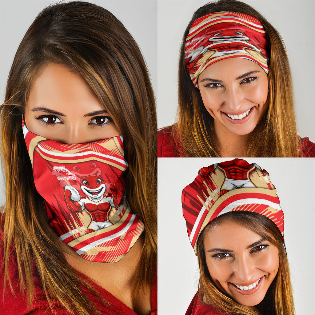 Dolphins Rugby Mascot Neck Gaiter Fierce Athlete Graphic in Sports Style