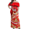 Dolphins Rugby Mascot Off Shoulder Maxi Dress Fierce Athlete Graphic in Sports Style