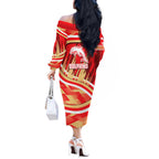 Dolphins Rugby Mascot Off The Shoulder Long Sleeve Dress Fierce Athlete Graphic in Sports Style