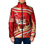 Dolphins Rugby Mascot Padded Jacket Fierce Athlete Graphic in Sports Style