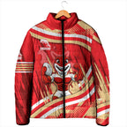 Dolphins Rugby Mascot Padded Jacket Fierce Athlete Graphic in Sports Style