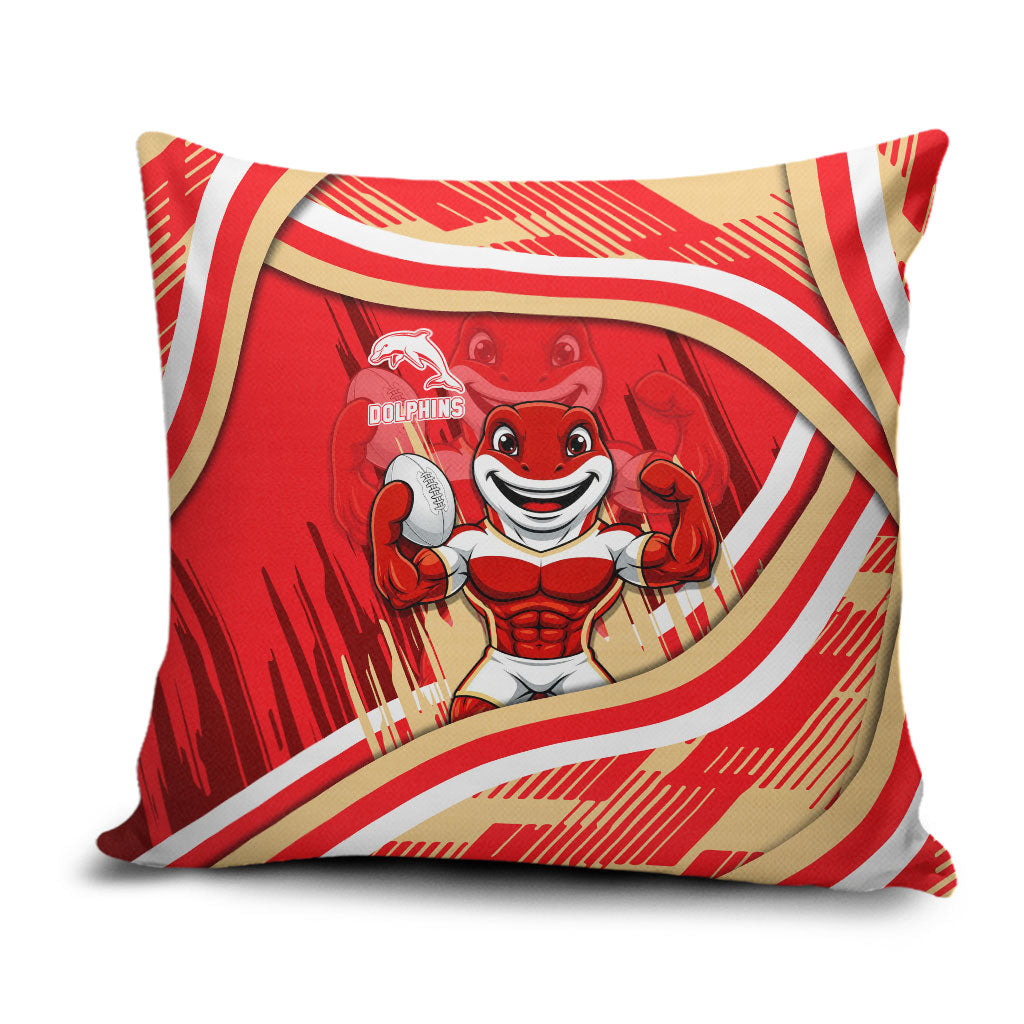 Dolphins Rugby Mascot Pillow Cover Fierce Athlete Graphic in Sports Style
