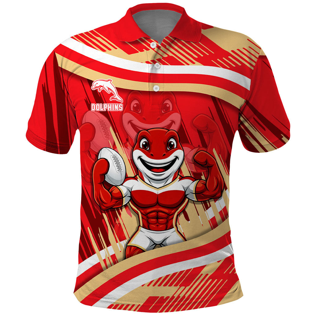 Dolphins Rugby Mascot Polo Shirt Fierce Athlete Graphic in Sports Style