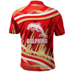 Dolphins Rugby Mascot Polo Shirt Fierce Athlete Graphic in Sports Style