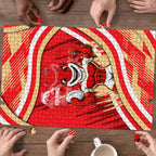 Dolphins Rugby Mascot Puzzle Fierce Athlete Graphic in Sports Style