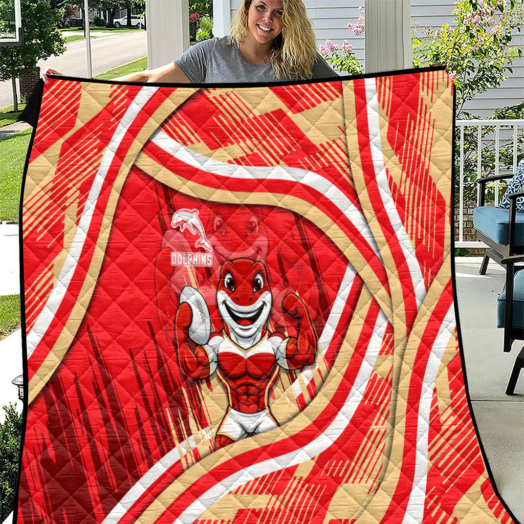 Dolphins Rugby Mascot Quilt Fierce Athlete Graphic in Sports Style