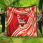Dolphins Rugby Mascot Quilt Fierce Athlete Graphic in Sports Style