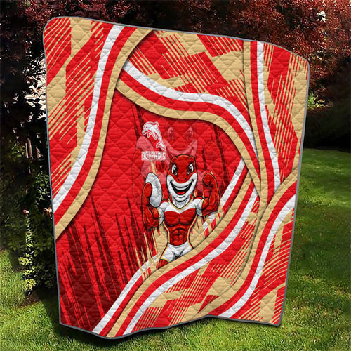 Dolphins Rugby Mascot Quilt Fierce Athlete Graphic in Sports Style