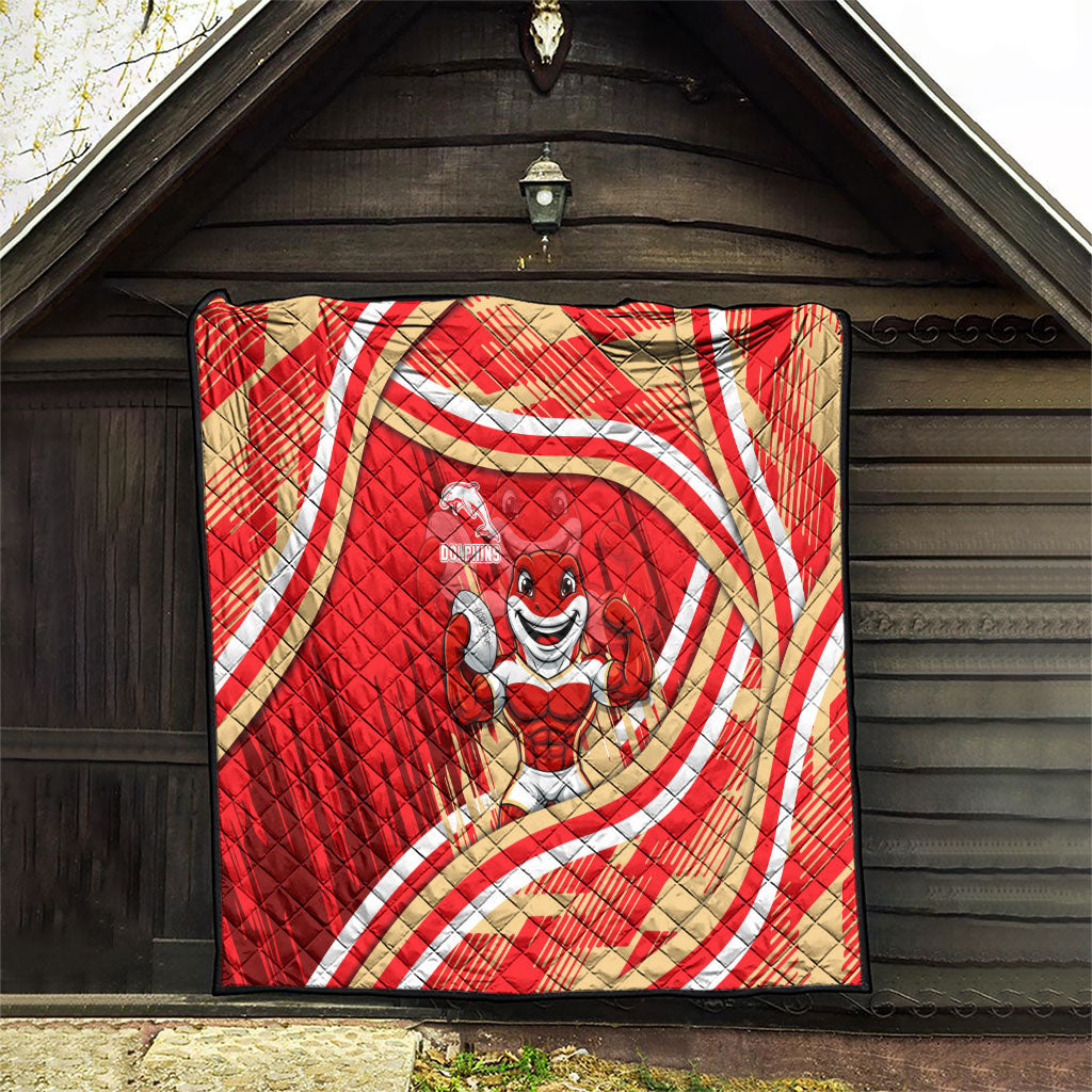 Dolphins Rugby Mascot Quilt Fierce Athlete Graphic in Sports Style