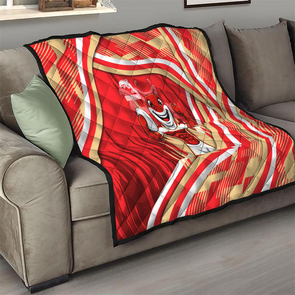 Dolphins Rugby Mascot Quilt Fierce Athlete Graphic in Sports Style