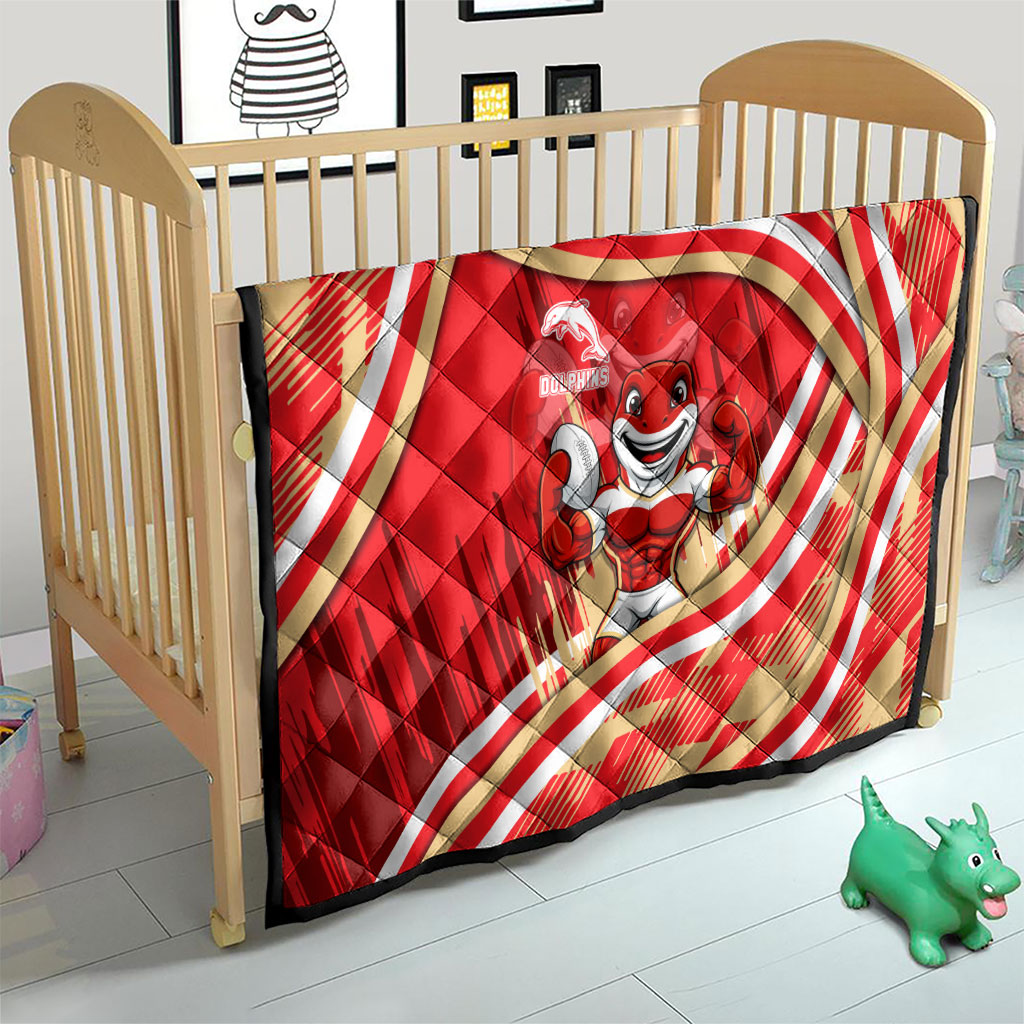 Dolphins Rugby Mascot Quilt Fierce Athlete Graphic in Sports Style