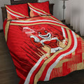 Dolphins Rugby Mascot Quilt Bed Set Fierce Athlete Graphic in Sports Style