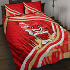 Dolphins Rugby Mascot Quilt Bed Set Fierce Athlete Graphic in Sports Style