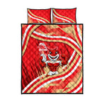 Dolphins Rugby Mascot Quilt Bed Set Fierce Athlete Graphic in Sports Style