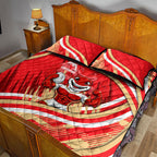 Dolphins Rugby Mascot Quilt Bed Set Fierce Athlete Graphic in Sports Style