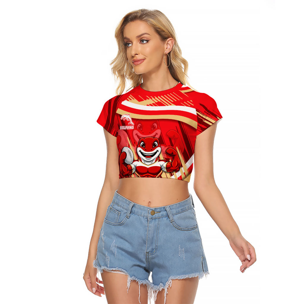 Dolphins Rugby Mascot Raglan Cropped T Shirt Fierce Athlete Graphic in Sports Style