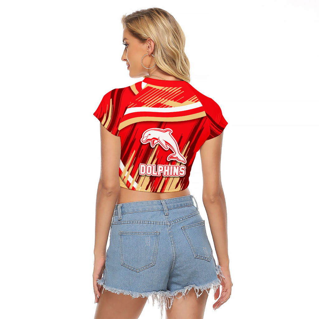 Dolphins Rugby Mascot Raglan Cropped T Shirt Fierce Athlete Graphic in Sports Style