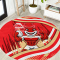 Dolphins Rugby Mascot Round Carpet Fierce Athlete Graphic in Sports Style
