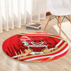 Dolphins Rugby Mascot Round Carpet Fierce Athlete Graphic in Sports Style