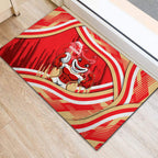 Dolphins Rugby Mascot Rubber Doormat Fierce Athlete Graphic in Sports Style