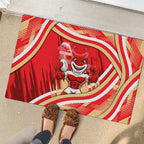 Dolphins Rugby Mascot Rubber Doormat Fierce Athlete Graphic in Sports Style