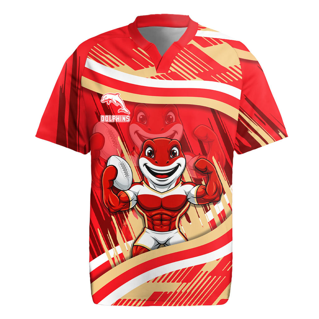 Dolphins Rugby Mascot Rugby Jersey Fierce Athlete Graphic in Sports Style