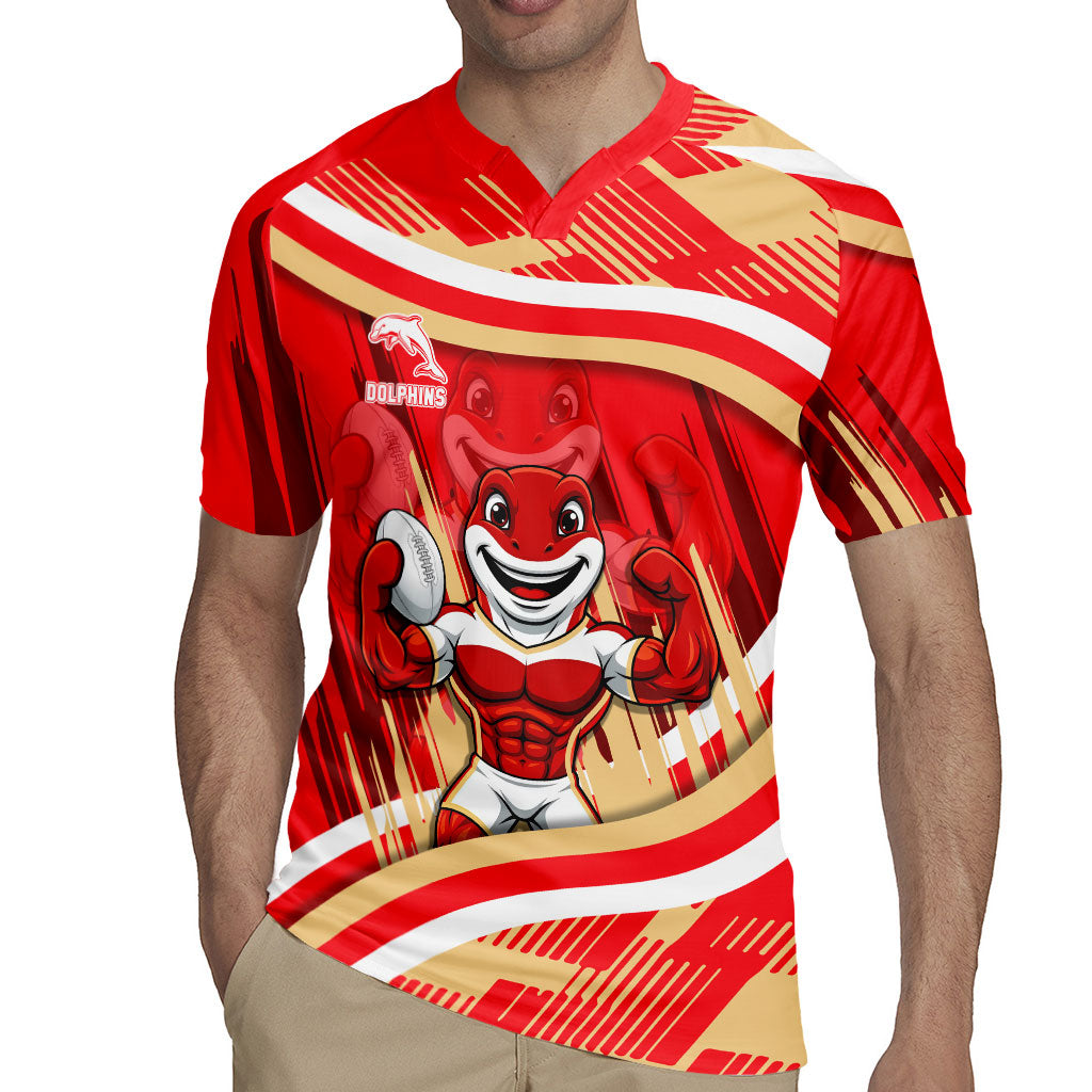 Dolphins Rugby Mascot Rugby Jersey Fierce Athlete Graphic in Sports Style