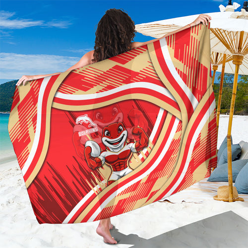 Dolphins Rugby Mascot Sarong Fierce Athlete Graphic in Sports Style