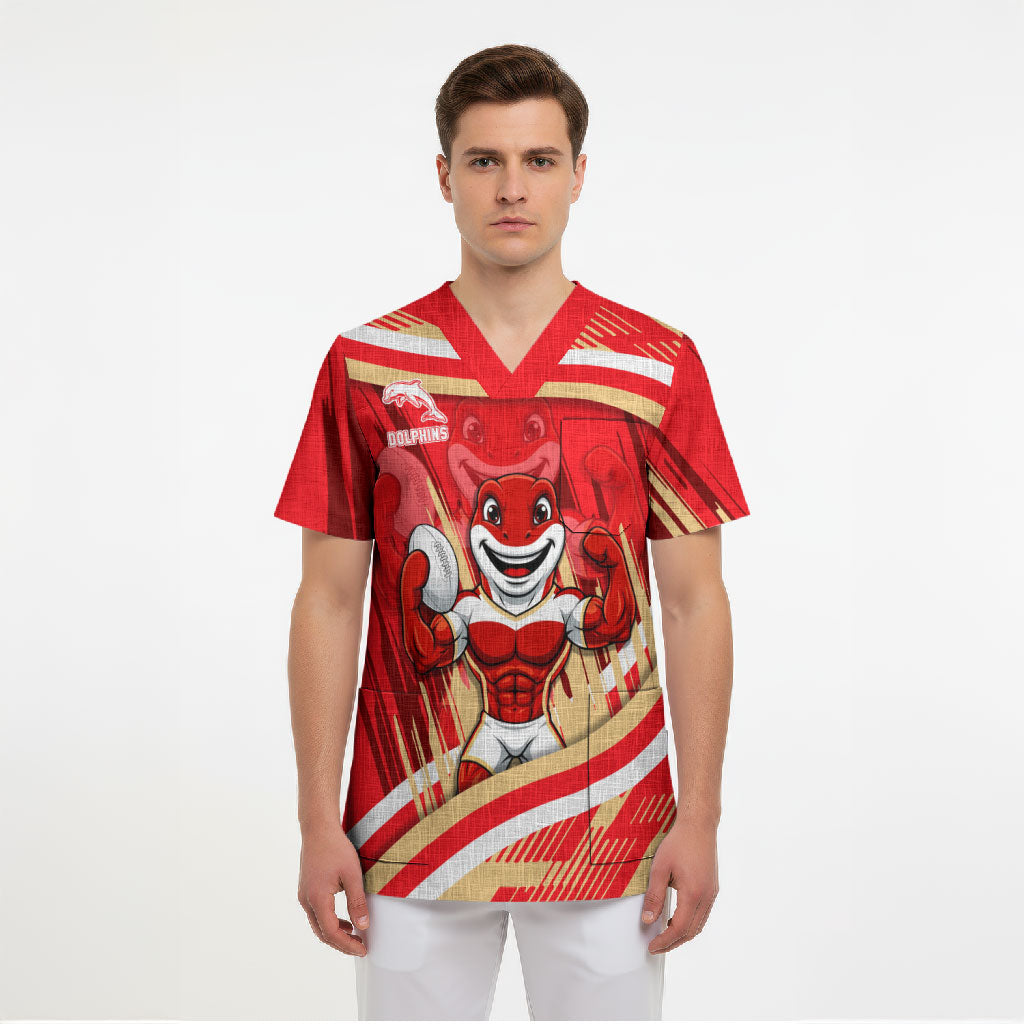 Dolphins Rugby Mascot Scrub Top Fierce Athlete Graphic in Sports Style