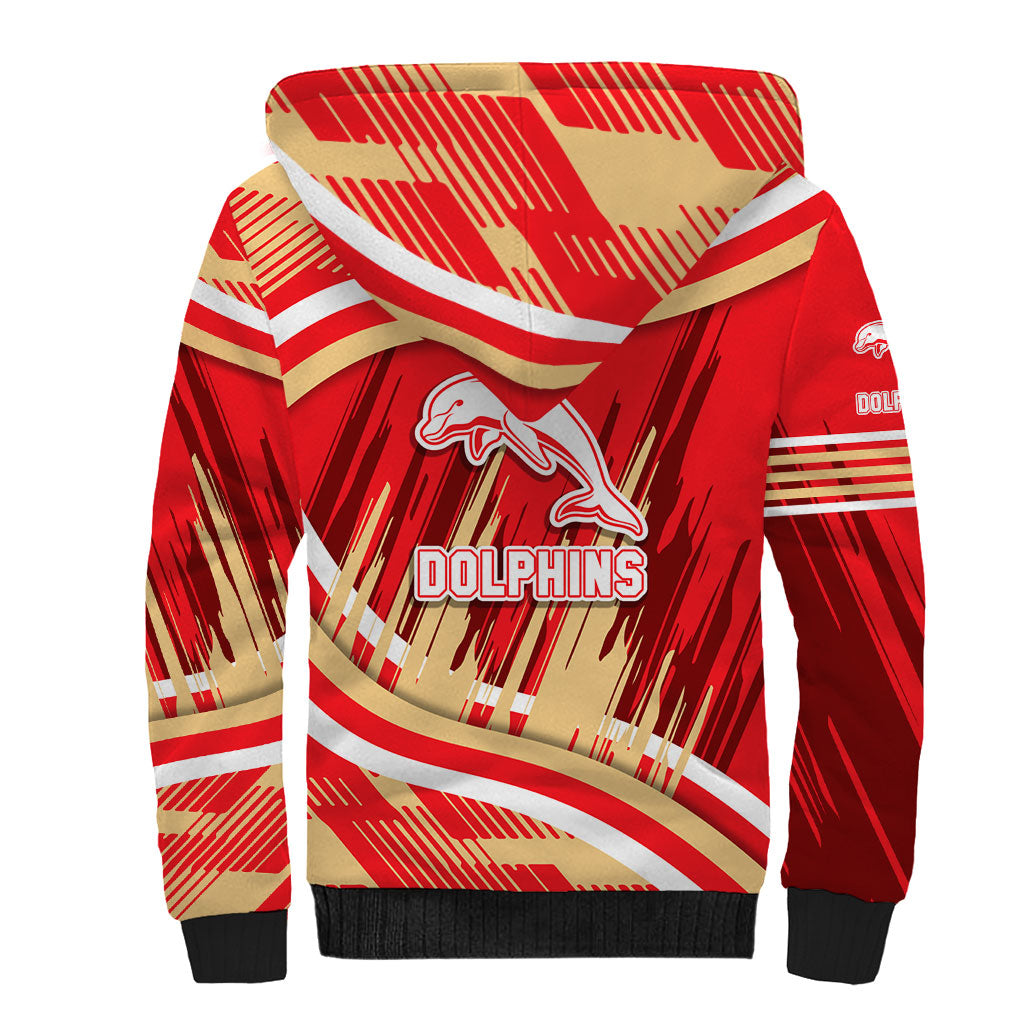 Dolphins Rugby Mascot Sherpa Hoodie Fierce Athlete Graphic in Sports Style