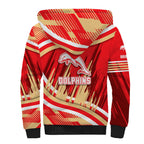 Dolphins Rugby Mascot Sherpa Hoodie Fierce Athlete Graphic in Sports Style