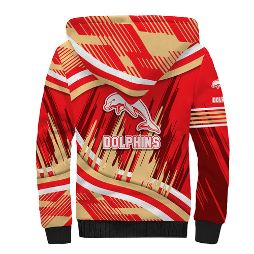 Dolphins Rugby Mascot Sherpa Hoodie Fierce Athlete Graphic in Sports Style