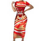 Dolphins Rugby Mascot Short Sleeve Bodycon Dress Fierce Athlete Graphic in Sports Style