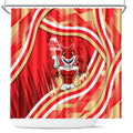 Dolphins Rugby Mascot Shower Curtain Fierce Athlete Graphic in Sports Style