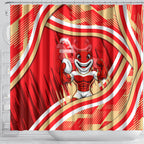 Dolphins Rugby Mascot Shower Curtain Fierce Athlete Graphic in Sports Style