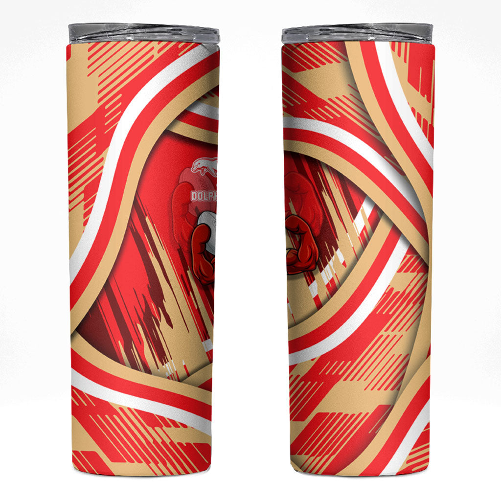Dolphins Rugby Mascot Skinny Tumbler Fierce Athlete Graphic in Sports Style