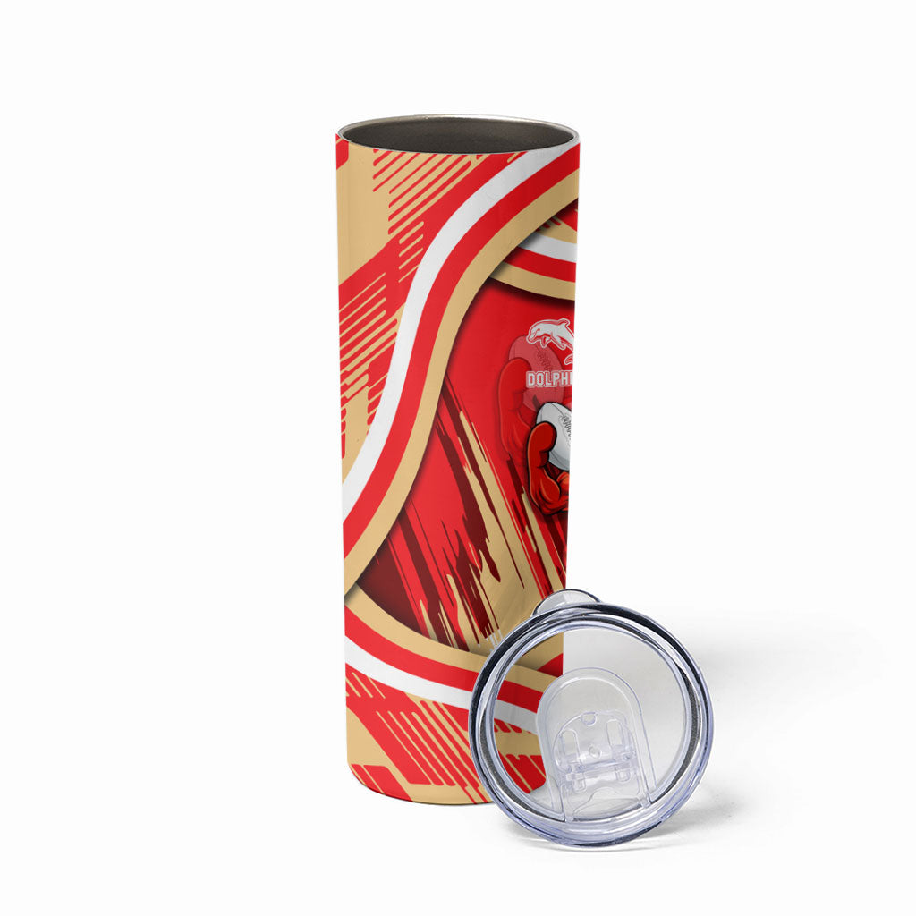 Dolphins Rugby Mascot Skinny Tumbler Fierce Athlete Graphic in Sports Style