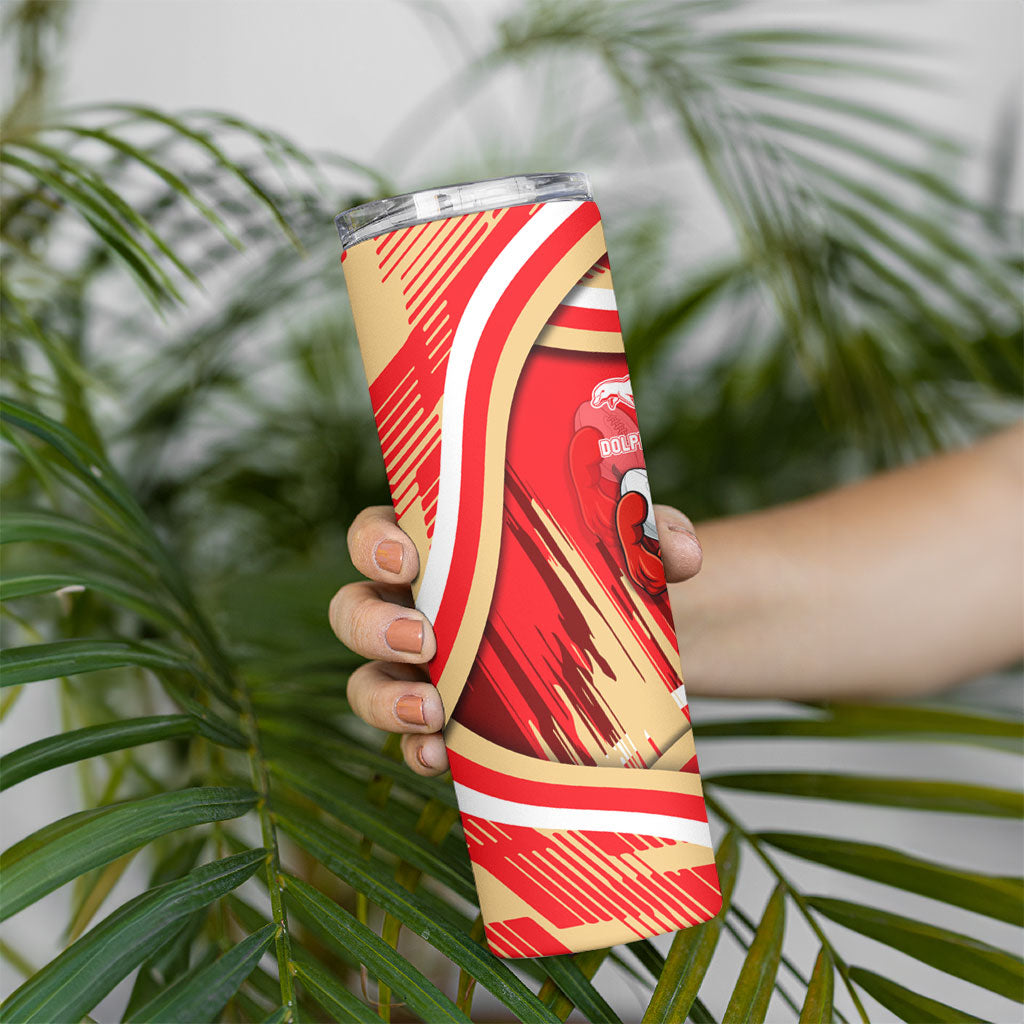 Dolphins Rugby Mascot Skinny Tumbler Fierce Athlete Graphic in Sports Style