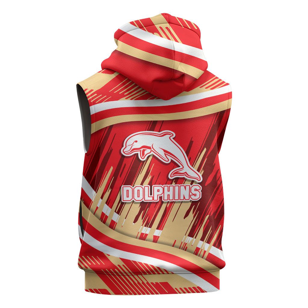 Dolphins Rugby Mascot Sleeveless Hoodie Fierce Athlete Graphic in Sports Style
