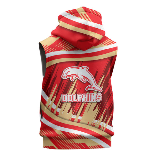 Dolphins Rugby Mascot Sleeveless Hoodie Fierce Athlete Graphic in Sports Style