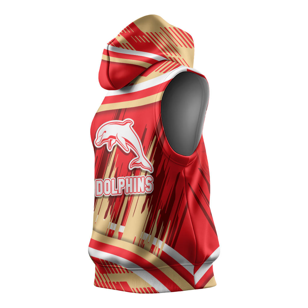 Dolphins Rugby Mascot Sleeveless Hoodie Fierce Athlete Graphic in Sports Style