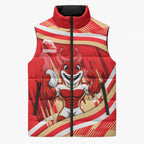 Dolphins Rugby Mascot Sleeveless Puffer Jacket Fierce Athlete Graphic in Sports Style